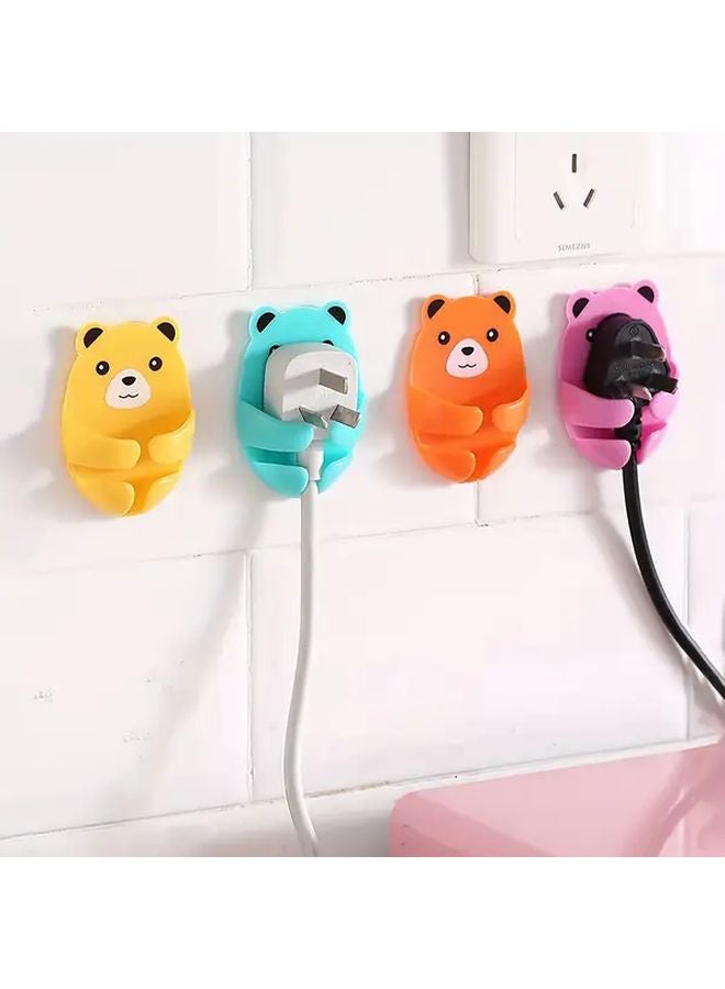 4Pcs Random Color Bear Wall Mounted Cable Organizer Strong Adhesive Cord Storage Rack - Image 1
